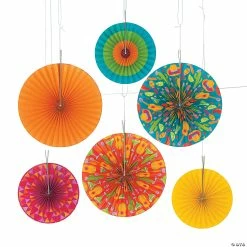 Outlet 🔥 10" - 14" Let’s Fiesta! Hanging Paper Fans - 6 Pc. 🔔