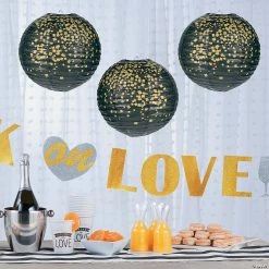 Brand new 🔥 10" Black & Gold Patterned Hanging Paper Lanterns - 6 Pc. 👍 -Outlet Engagement Party Decorations Store 10 black and gold patterned hanging paper lanterns 6 pc 13765549 a03