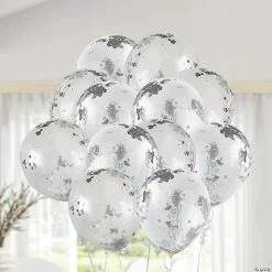 Best Sale 🔔 Confetti 12" Latex Balloons - 12 Pc. 😉 -Outlet Engagement Party Decorations Store 12 silver confetti latex balloons 12 pc 13774590 a02
