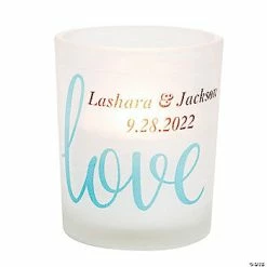 Best Sale 🎁 Personalized Love Script Votive Candle Holders - 12 Pc. 🎉