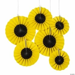 Best reviews of 🤩 8" - 12" Sunflower Hanging Paper Fans - 6 Pc. 😉