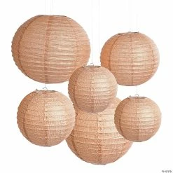 Buy 🎉 8" - 16" Burlap Print Hanging Paper Lanterns - 6 Pc. 🛒