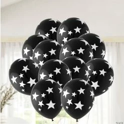 Best Sale 🌟 Stars 11" Latex Balloons – 24 Pc. 👍 -Outlet Engagement Party Decorations Store black with white stars 11 latex balloons 24 pc 14104393 a02