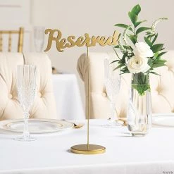 Deals 🔔 Gold Calligraphy Reserved Table Signs - 6 Pc. ❤️ -Outlet Engagement Party Decorations Store gold calligraphy reserved table signs 6 pc 13773149 a02