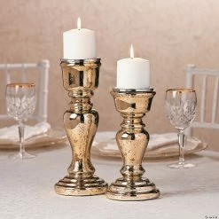 Buy 🤩 Gold Mercury Candle Holder Set - 2 Pc. 🌟 -Outlet Engagement Party Decorations Store gold mercury candle holder set 2 pc 13760703 a02