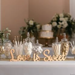 Best Sale 🛒 Love is Sweet Gold Table Décor Set - 3 Pc. 😀 -Outlet Engagement Party Decorations Store love is sweet gold table d cor set 3 pc 13786276 a02