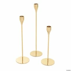 Buy ⭐ Metallic Gold Candle Holder Set - 3 Pc. 🌟