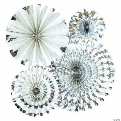 Budget ✨ My Mind’s Eye™ Metallic Silver Hanging Fans - 4 Pc. ✔️