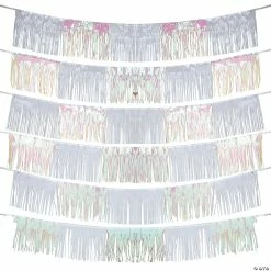 Deals 🎁 White & Iridescent Fringe Garland Backdrop - 6 Pc. 👍
