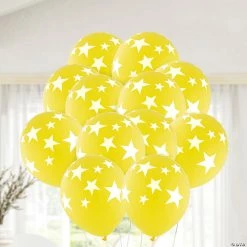 Brand new 🔥 Stars 11" Latex Balloons – 24 Pc. ✔️ -Outlet Engagement Party Decorations Store yellow with white stars 11 latex balloons 24 pc 14104389 a02